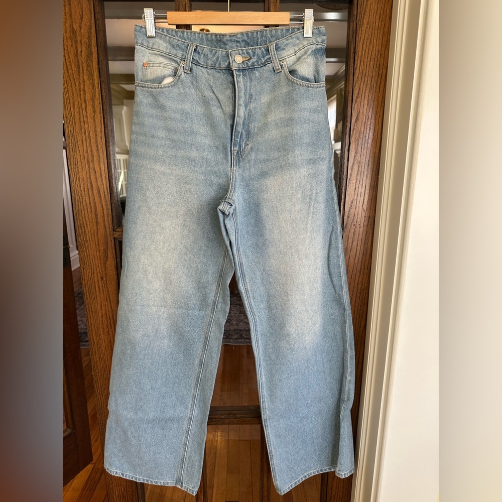 H&M Ultra High Waist Wide Leg Blue Denim Jeans